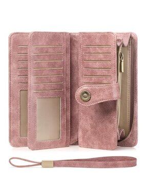 Trifold Wristlet Wallet Women Large Capacity RFID Blocking Credit Card Holder
